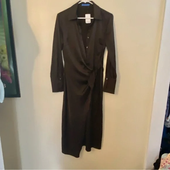 J McLaughlin Elegant Brown Midi Dress Small NWT - Picture 2 of 9